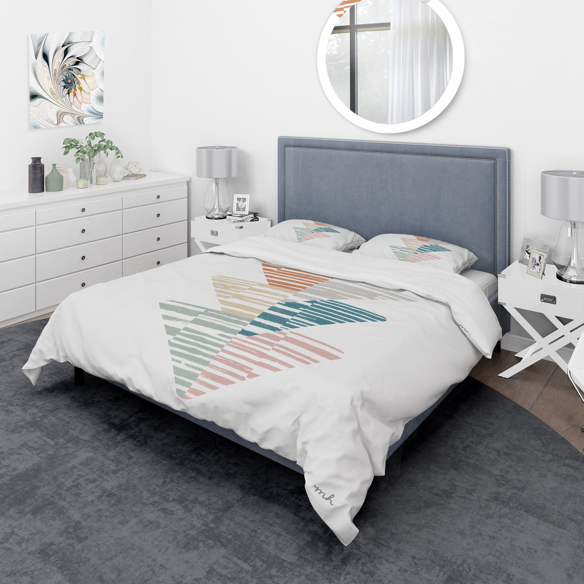 Designart 'Watercolor Geometric Triangle III' Geometric Duvet Cover Set