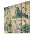 thumbnail image 1 of Designart 'Watercolor Indigold Lovely bird II' Farmhouse Print on Natural Pine Wood, 1 of 3