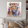 thumbnail image 1 of Designart "Watercolor Leopard Elegance" Animals Framed Wall Art - Traditional Multicolor Leopard Entryway Framed Wall Art, 1 of 6