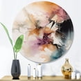 thumbnail image 1 of Designart "Watercolor Marble Orange I" Abstract Metal Round Art Living Room, 1 of 5