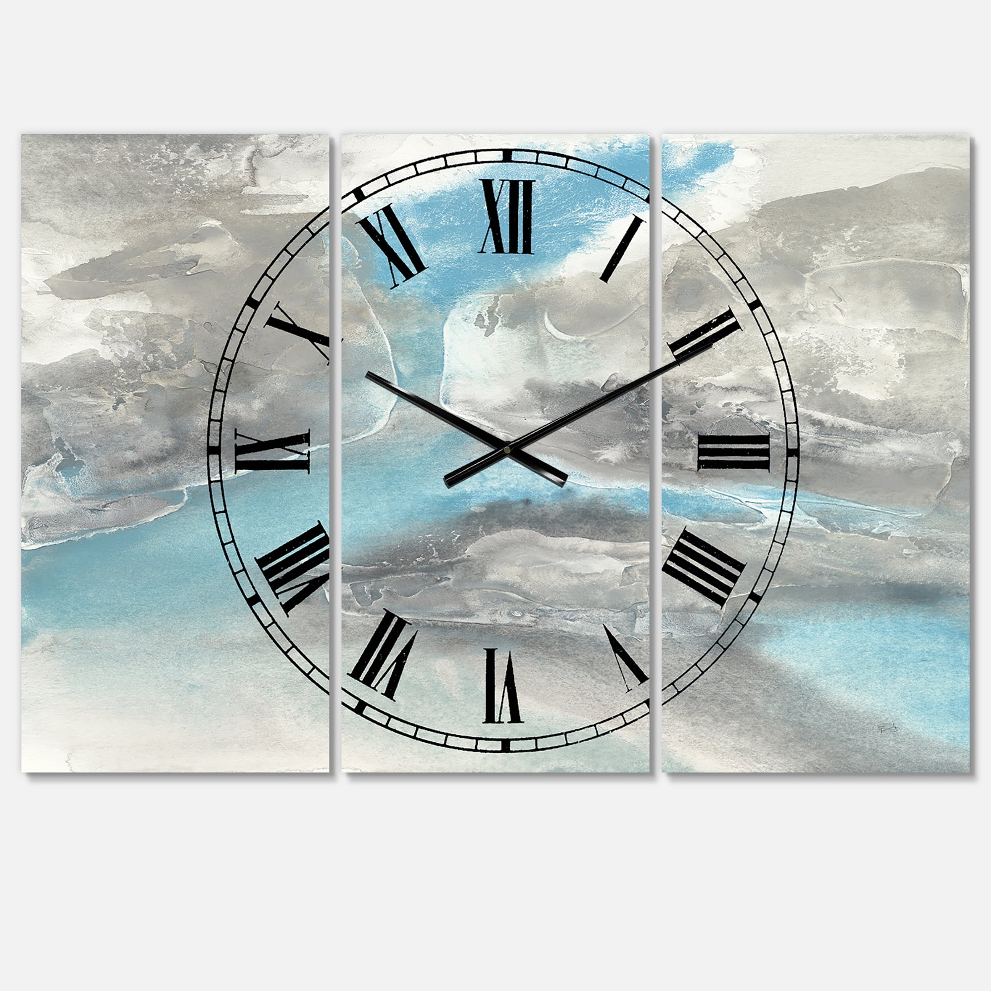 Designart 'Watercolor Minimal Blue Tones II' Mid-Century Wall Clock