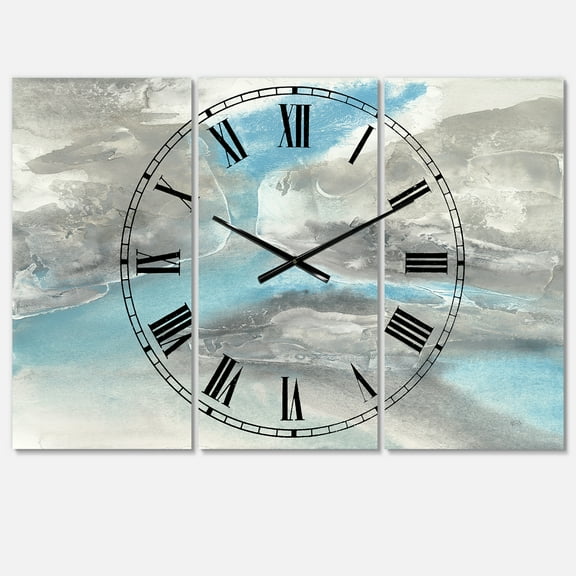 Designart 'Watercolor Minimal Blue Tones II' Mid-Century Wall Clock