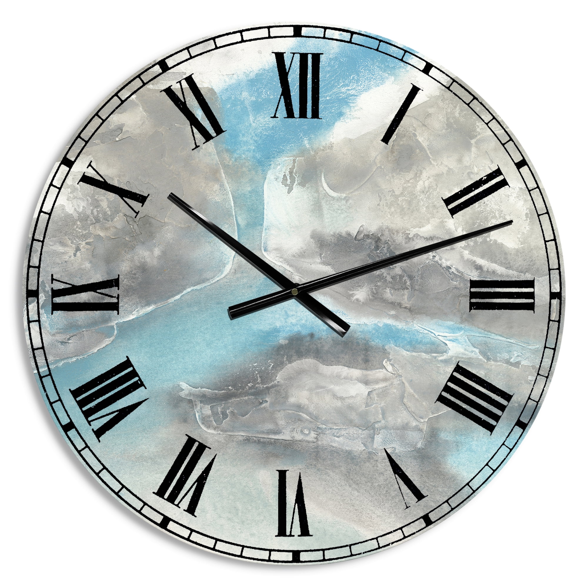 Designart 'Watercolor Minimal Blue Tones II' Mid-Century wall clock