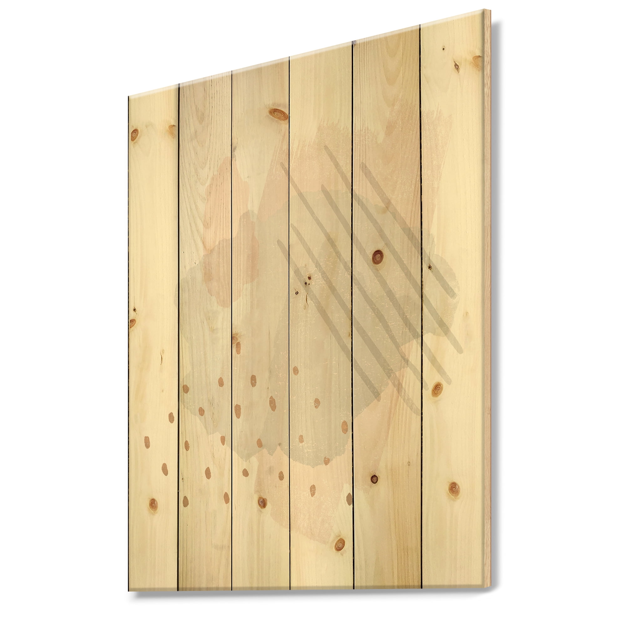 Designart 'Watercolor Minimal Blush I' Transitional Print on Natural Pine Wood