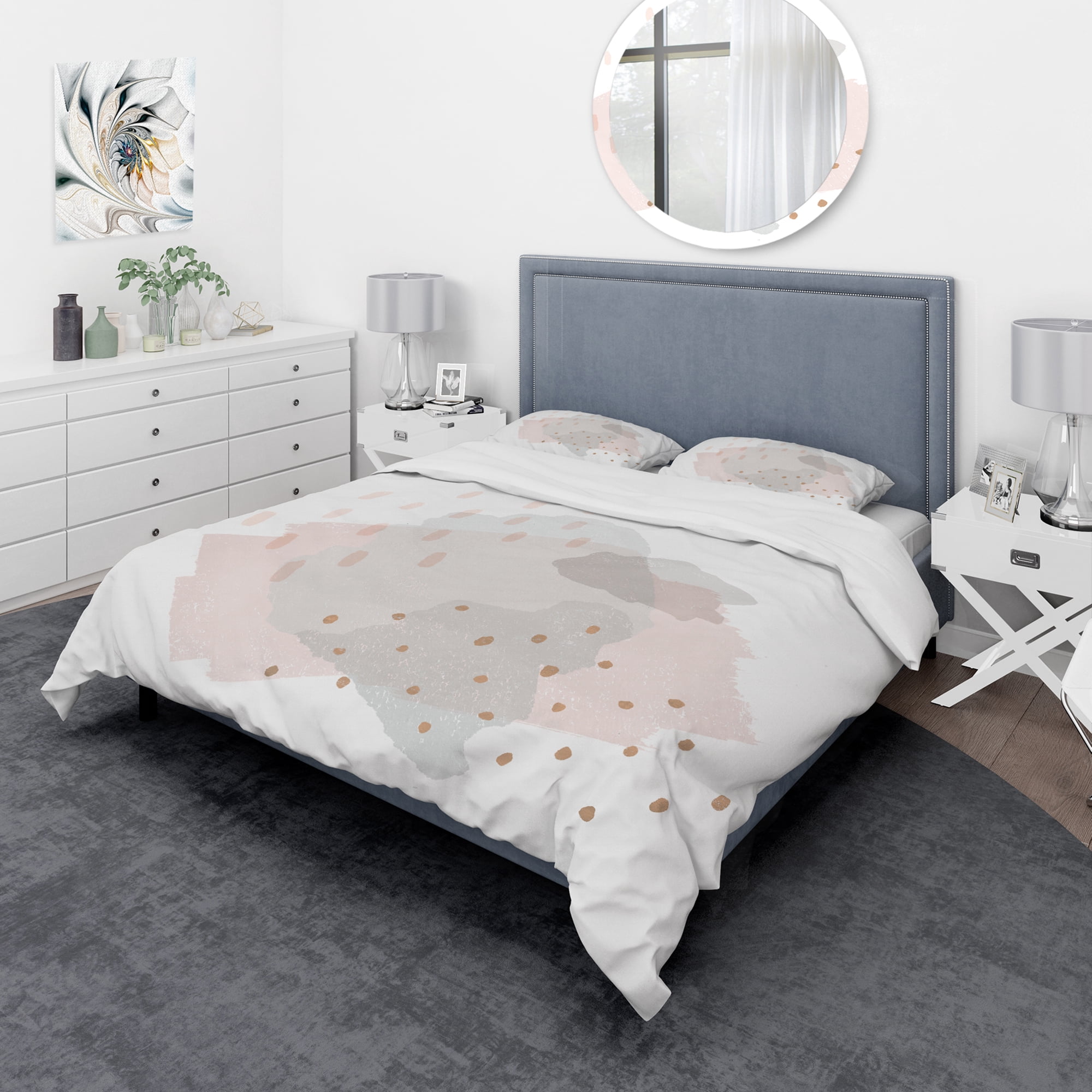 Designart 'Watercolor Minimal Blush III' Geometric Duvet Cover Set