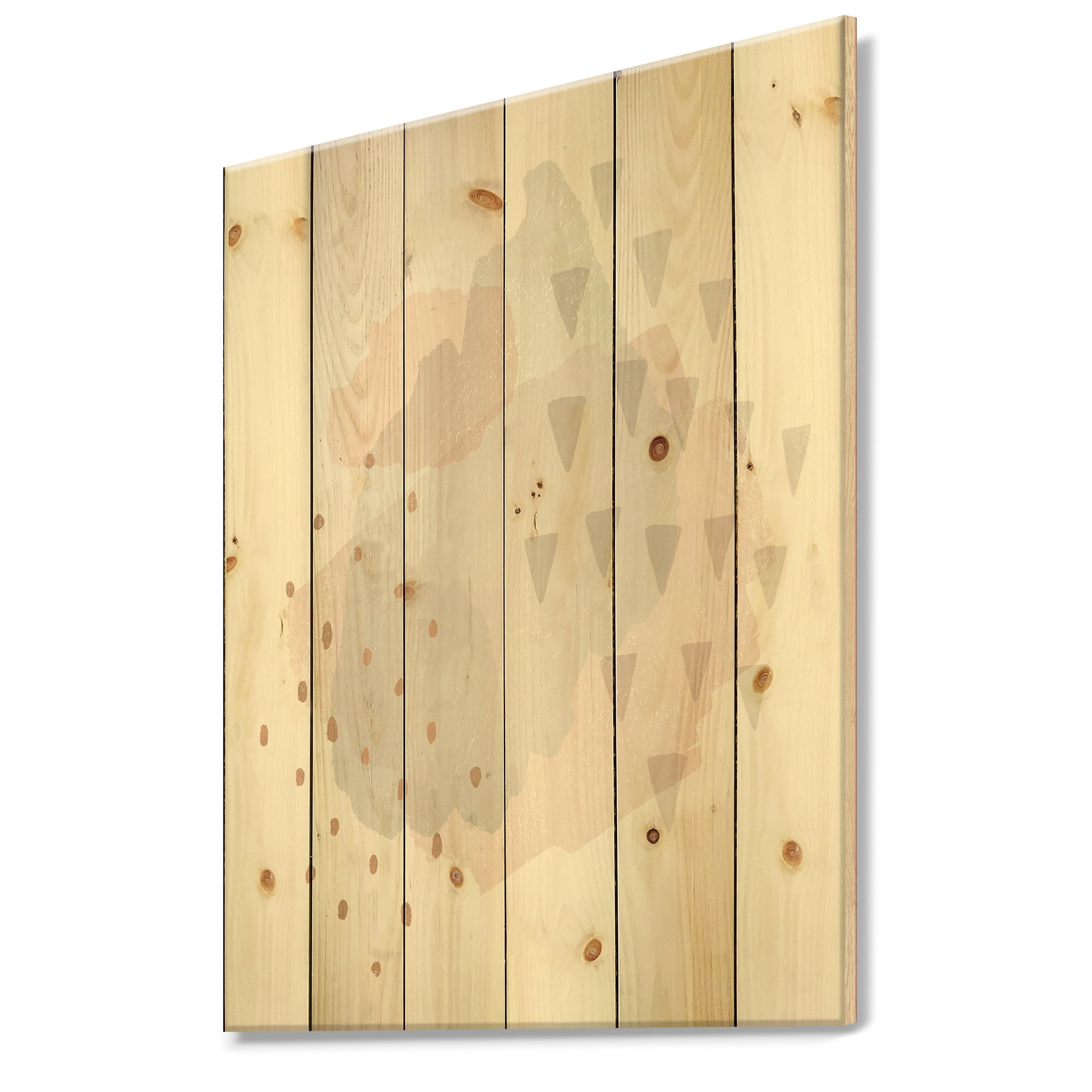 Designart 'Watercolor Minimal Blush IV' Transitional Print on Natural Pine Wood