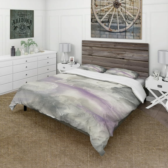 Designart 'Watercolor Minimal Purple Tones I' Cottage Duvet Cover Set
