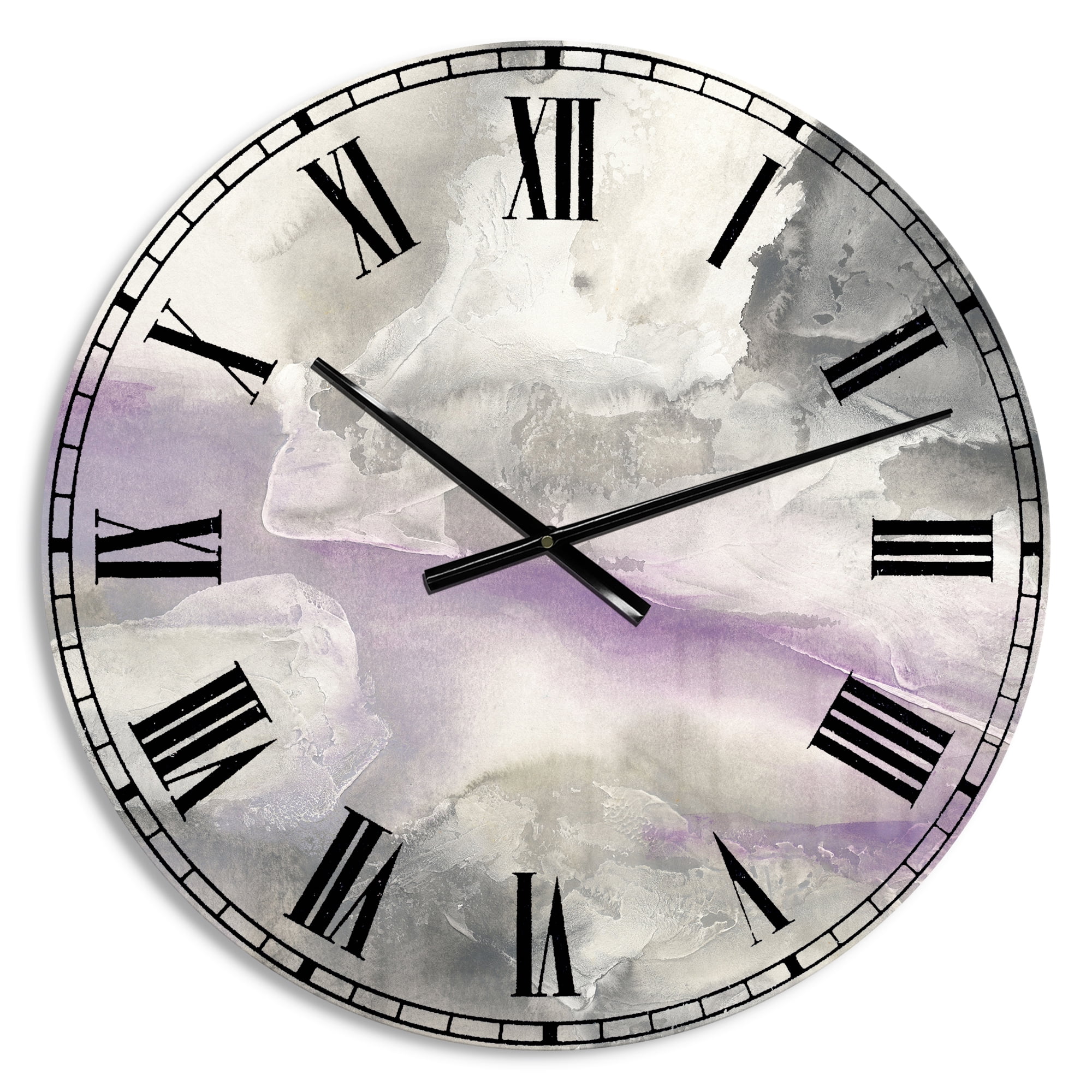 Designart 'Watercolor Minimal Purple Tones I' Farmhouse wall clock