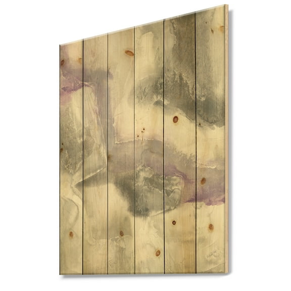 Designart 'Watercolor Minimal Purple Tones II' Modern Farmhouse Print on Natural Pine Wood