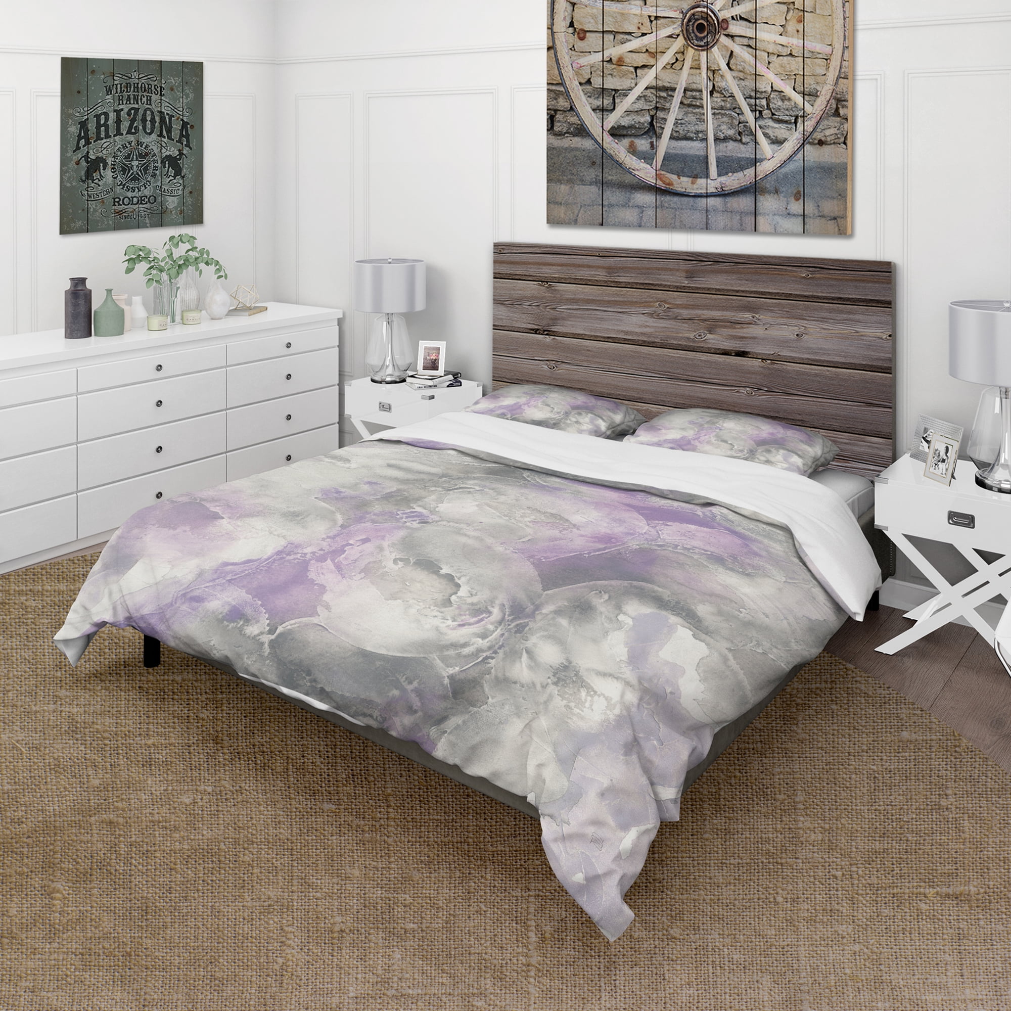 Designart 'Watercolor Minimal Purple Tones III' Cottage Duvet Cover Set