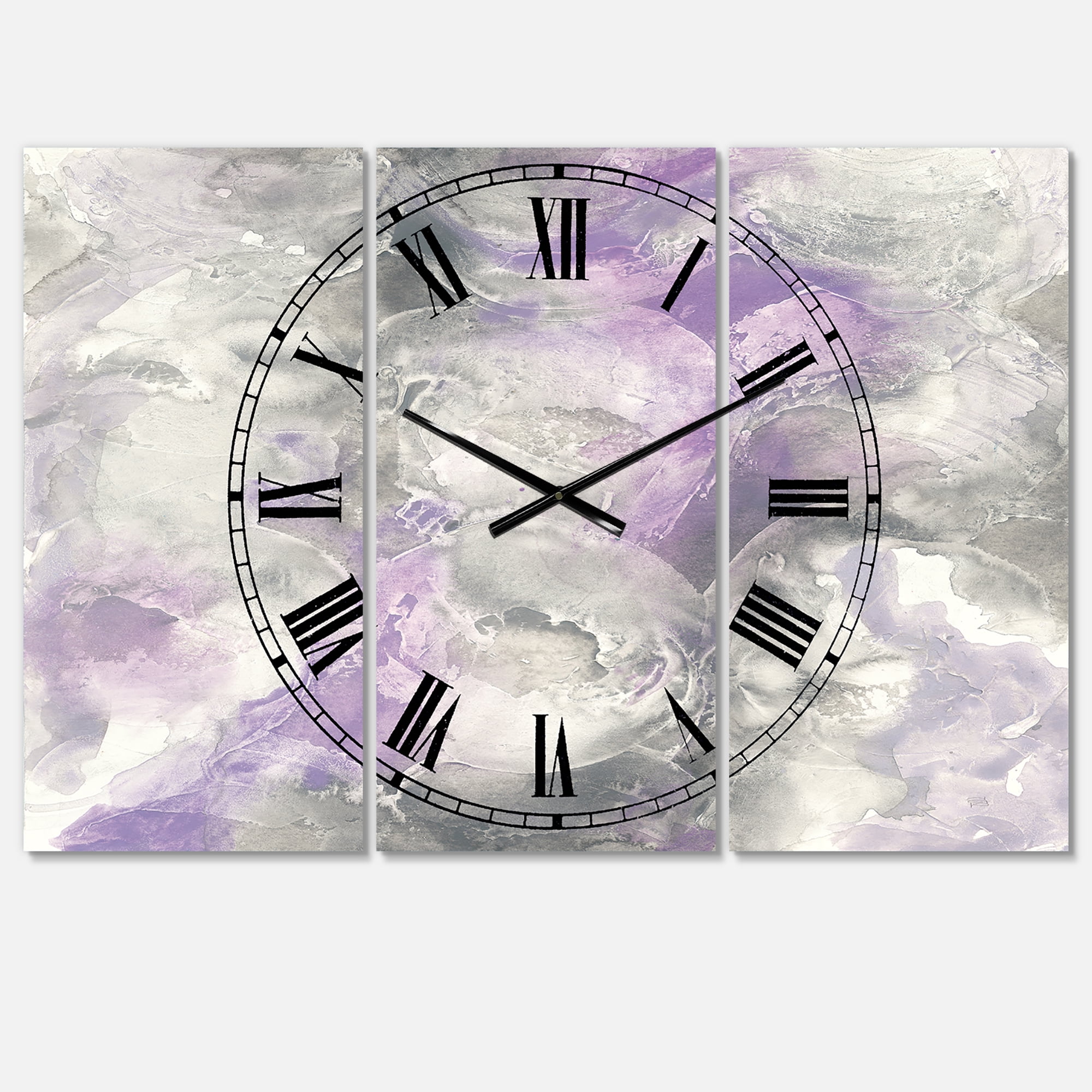 Designart 'Watercolor Minimal Purple Tones III' Farmhouse wall clock