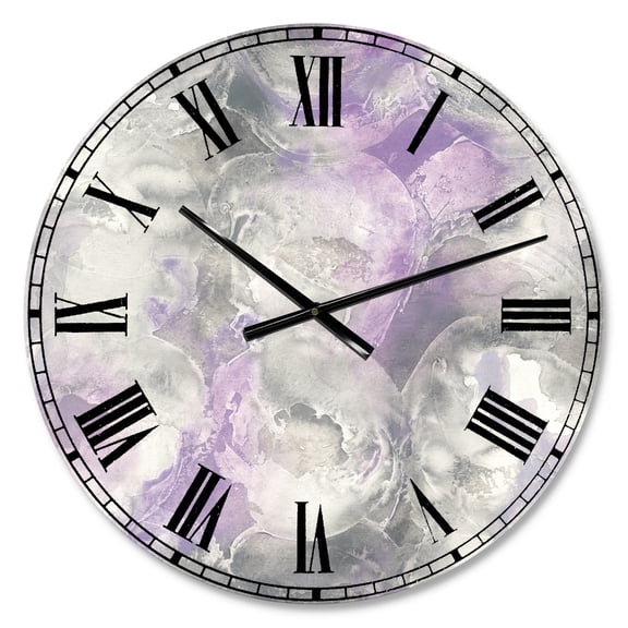 Designart 'Watercolor Minimal Purple Tones III' Metal Wall Clock