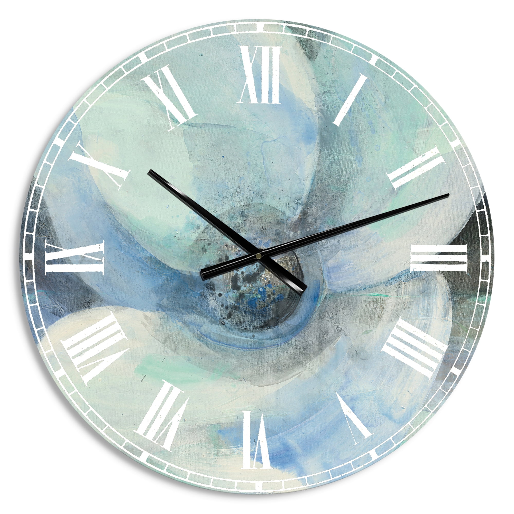 Oversized Blue Aluminum Farmhouse Wall Clock with Roman Numerals