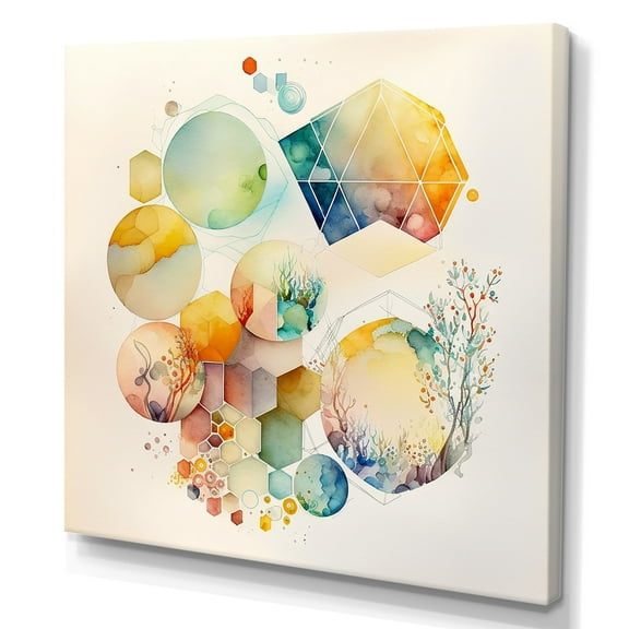 Designart Watercolor Multi Shape Abstract I Canvas Wall Art