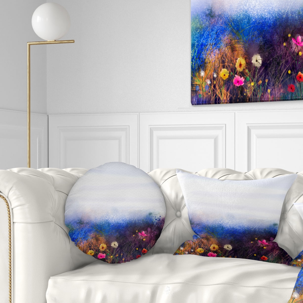 Designart Watercolor Painting Flower in Meadow - Floral Throw Pillow - 12x20