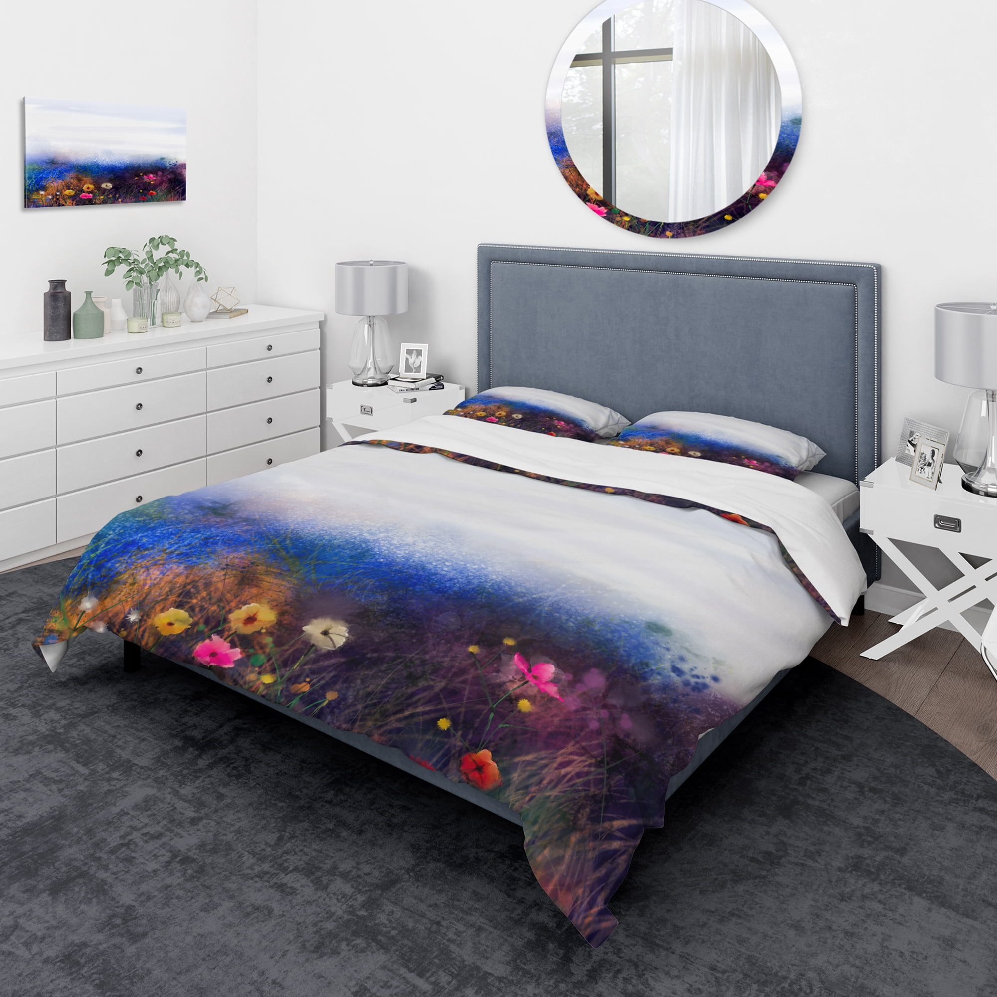 Designart 'Watercolor Painting Flower in Meadow' Traditional Duvet Cover Set