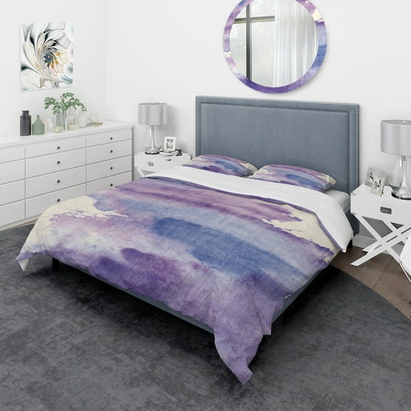 Designart 'Watercolor Purple Haze I' Geometric Duvet Cover Set