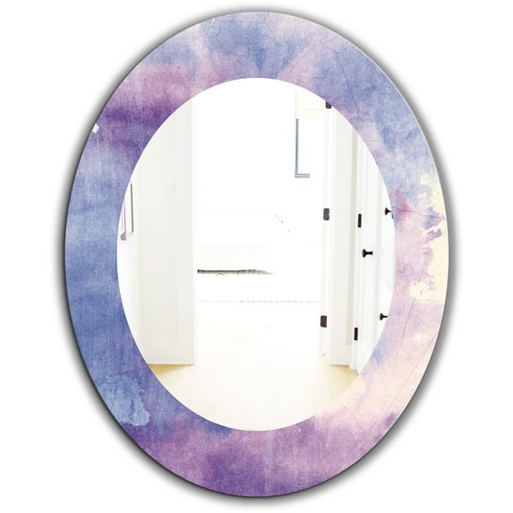Designart 'Watercolor Purple Haze II' Modern Mirror - Oval or Round Wall Mirror