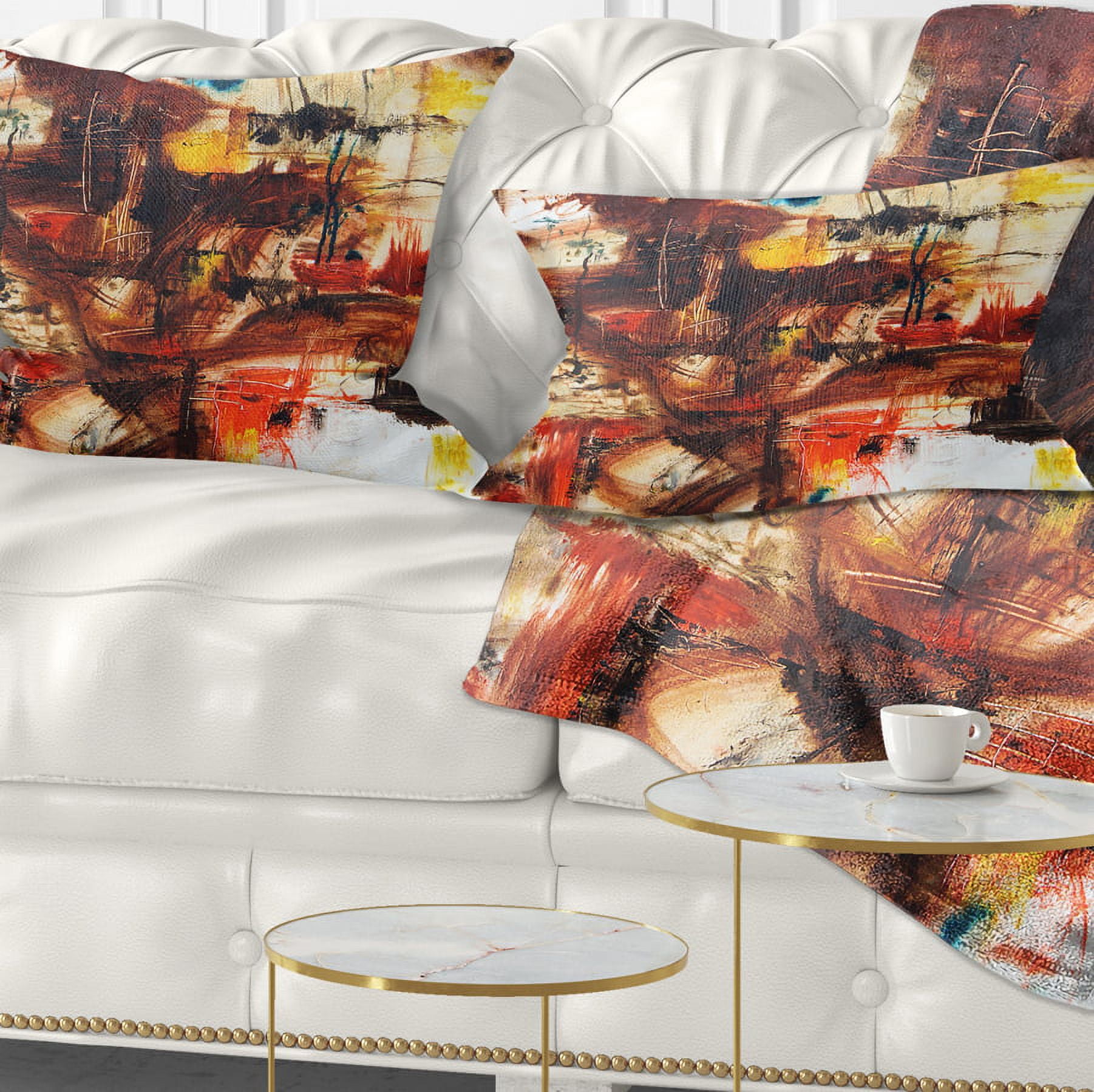 Designart Watercolor Red and Yellow Spots - Abstract Throw Pillow - 12x20
