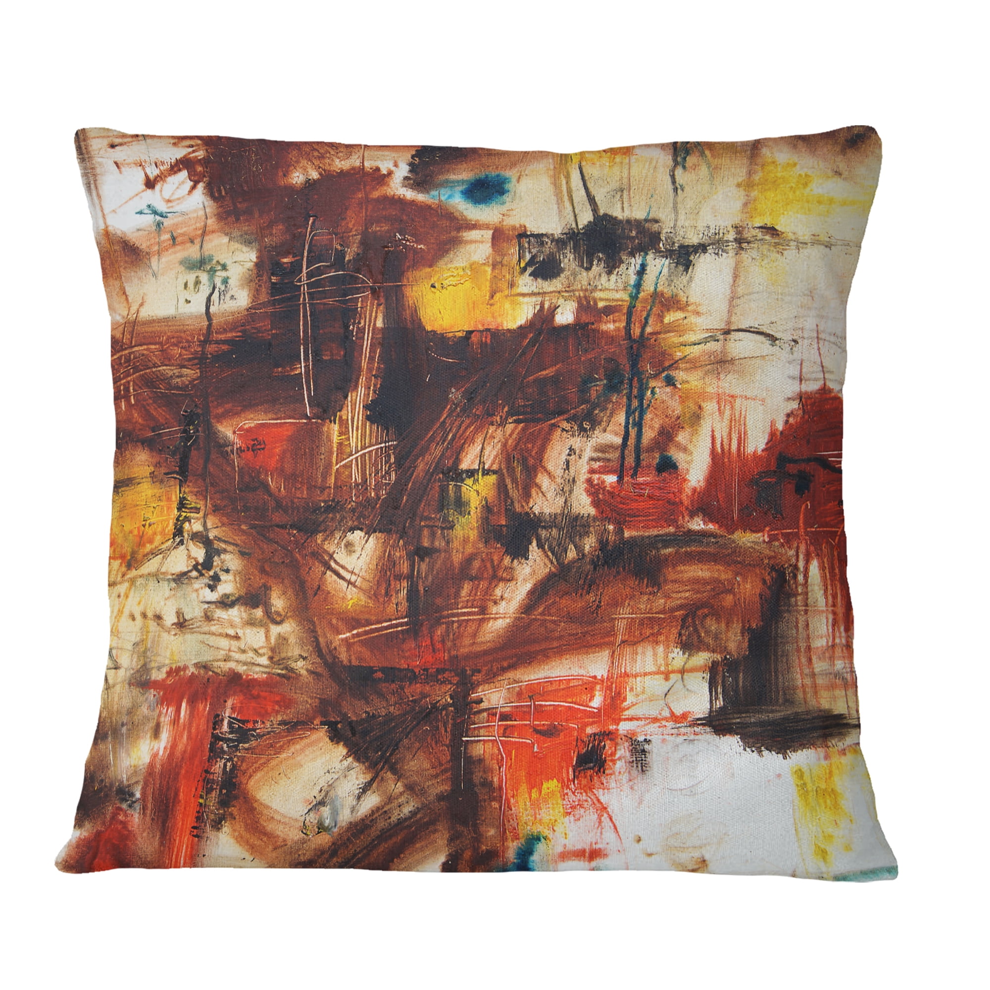 Designart Watercolor Red and Yellow Spots - Abstract Throw Pillow - 18x18