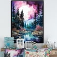 thumbnail image 1 of Designart "Watercolor Scenery Of Aurora Borealis" Aurora Borealis Floater Framed Wall Decor, 1 of 5