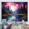 thumbnail image 1 of Designart "Watercolor Scenery Of Aurora Borealis III" Aurora Borealis Floater Framed Wall Art Living Room, 1 of 5