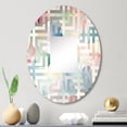 thumbnail image 1 of Designart "Watercolor Serenity III" Patchwork Maze Round Wall Mirror - Oval Printed Decorative Mirror - Multiple Color Options, 1 of 1