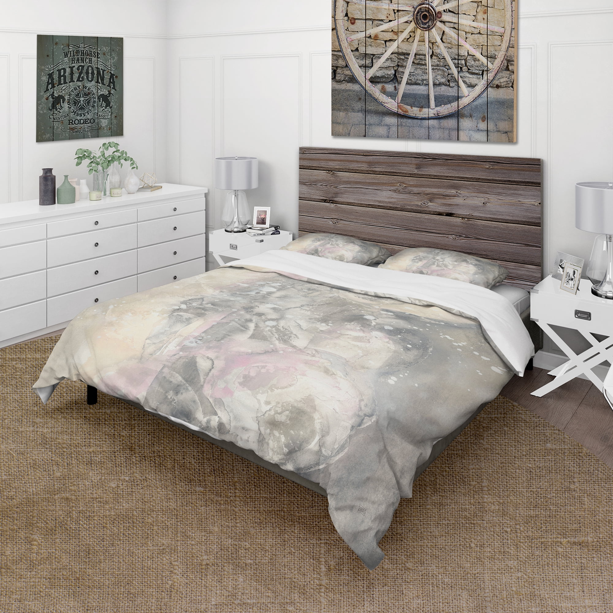 Designart 'Watercolor Snowflakes I' Cottage Duvet Cover Set