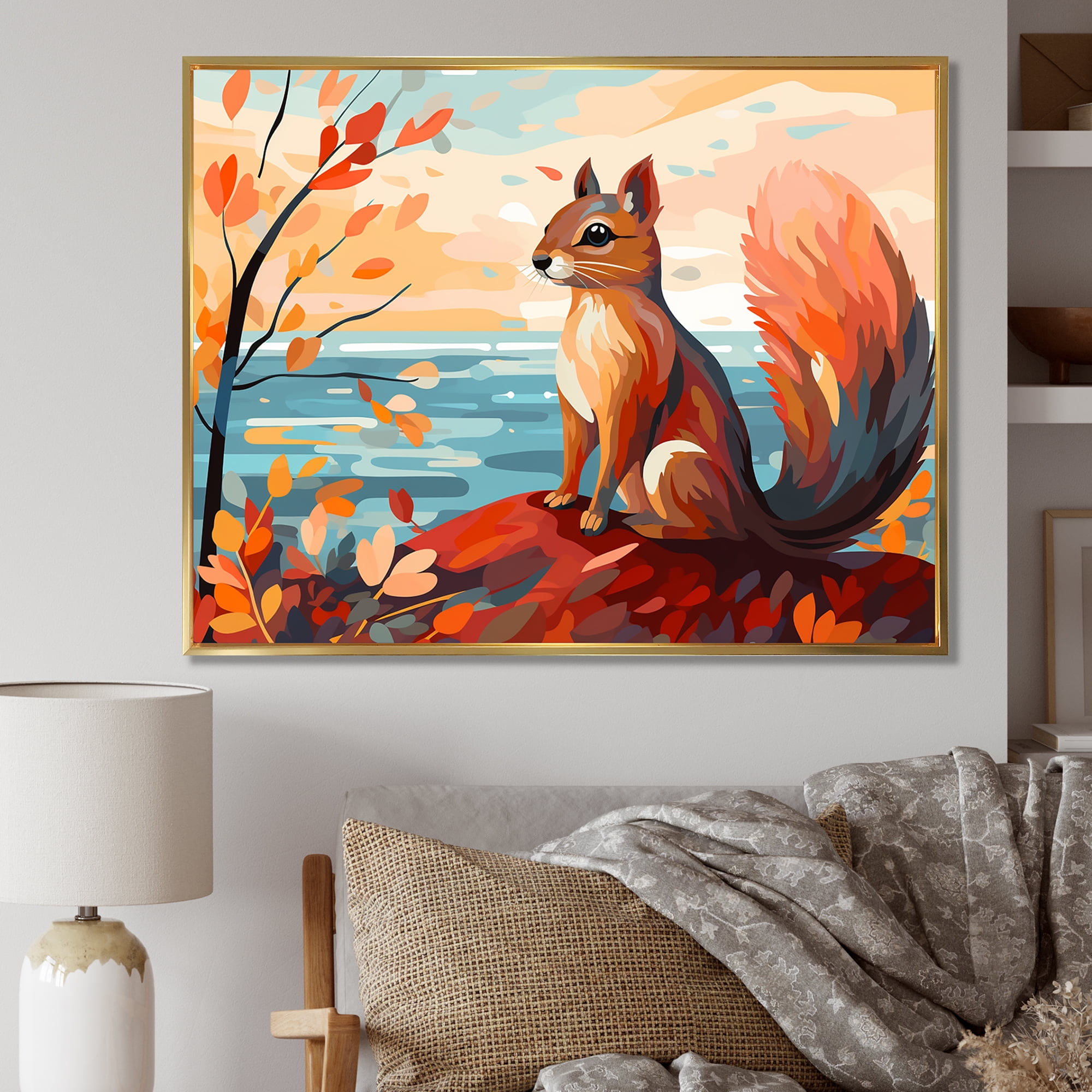 Designart "Watercolor Squirrel of the Forest" Animals Framed Wall Art