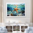 thumbnail image 1 of Designart "Watercolor Starfish in Orange Oasis" Animals Framed Wall Art Decor - Modern Orange Starfish Bedroom Framed Canvas Wall Art, 1 of 6