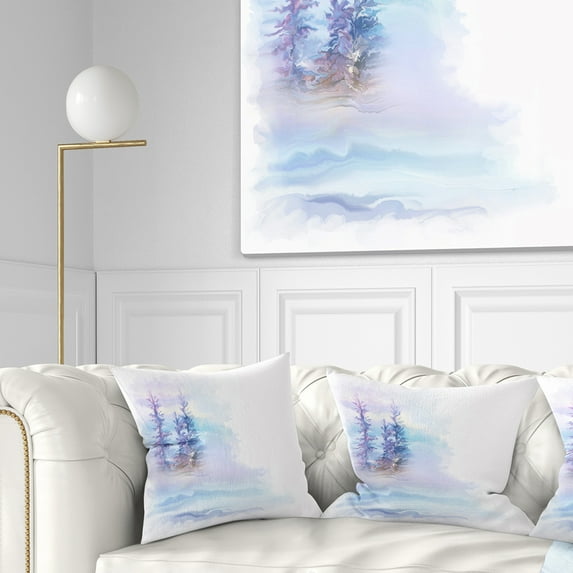 Designart Watercolor Trees - Landscape Printed Throw Pillow - 16x16