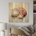 thumbnail image 1 of Designart "Watercolor White Seashells composition I" Animals Print on Natural Pine Wood, 1 of 5