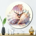 thumbnail image 1 of Designart "Watercolor White Seashells composition II" Animals Oversized Wall Clock, 1 of 5