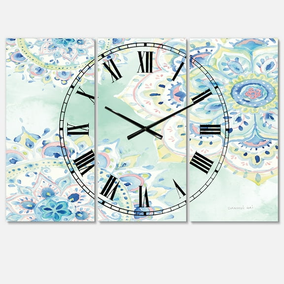 Designart 'Watercolor mandalas IV' Farmhouse wall clock