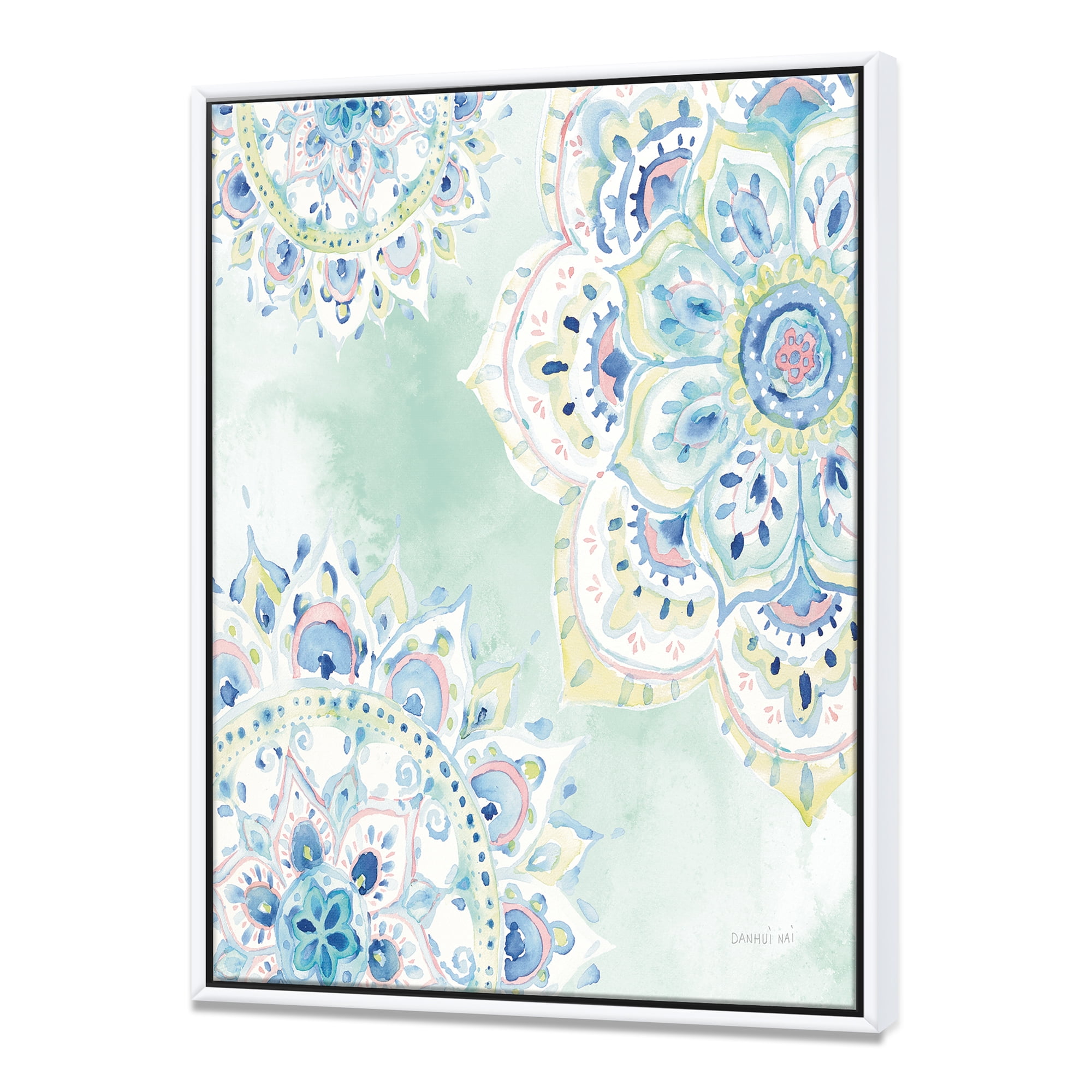 Designart ' Watercolor mandalas IV ' Floral & Botanical Framed Canvas