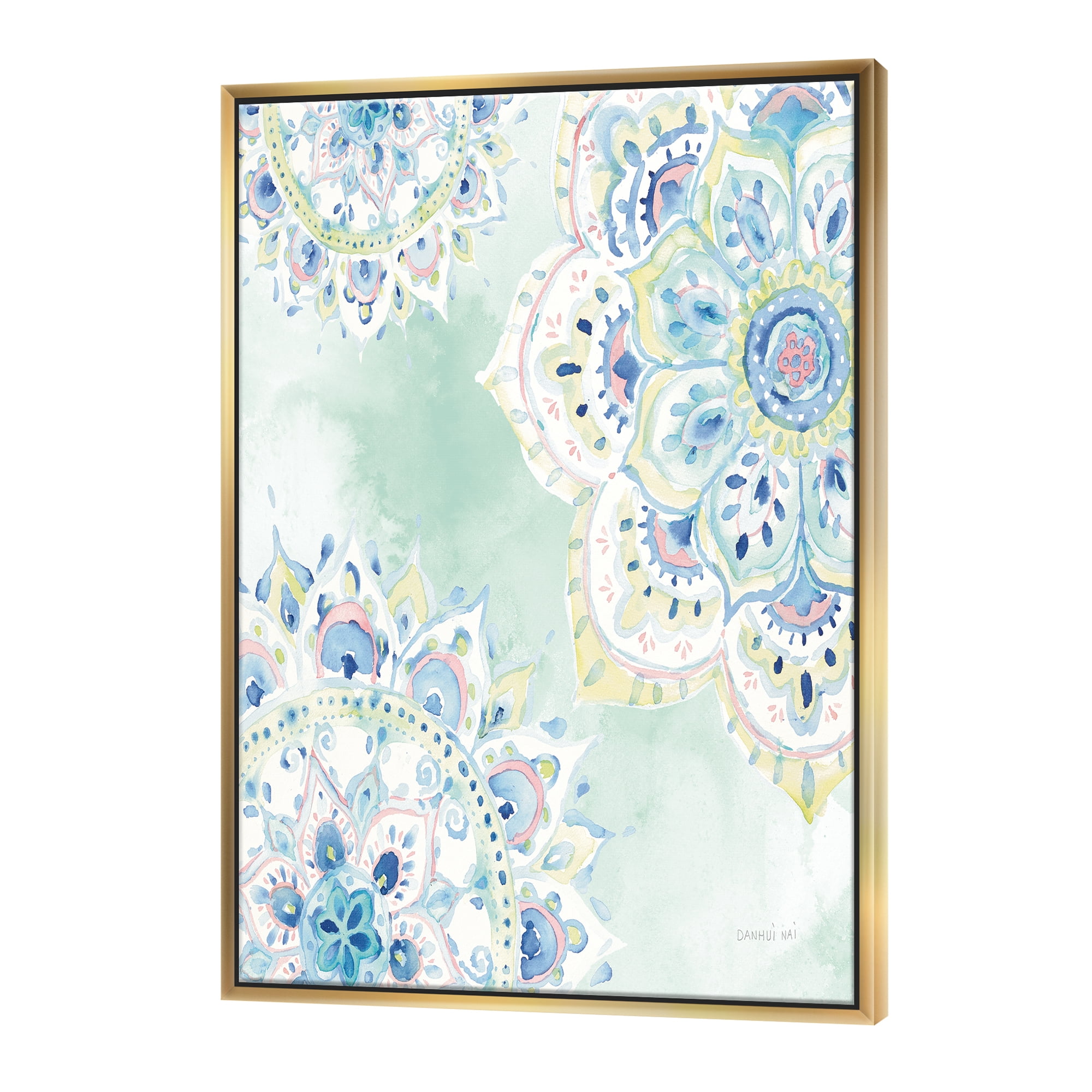 Designart ' Watercolor mandalas IV ' Floral & Botanical Framed Canvas
