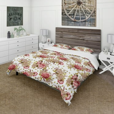 Designart 'Watercolored Roses, Peonies and Lavender' Floral Duvet Cover Set