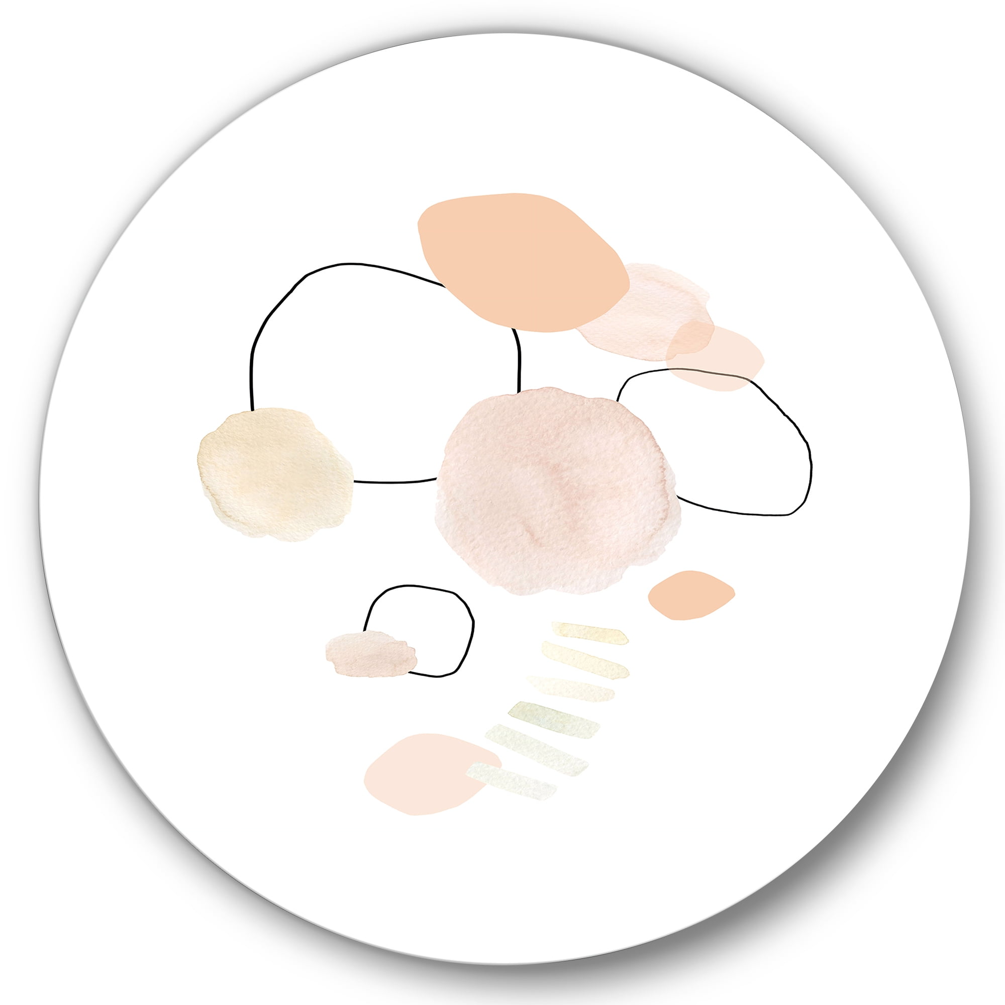 Designart 'Watercolour Stains On White' Shabby Chic Circle Metal Wall Art 36x36 - Disc of 36