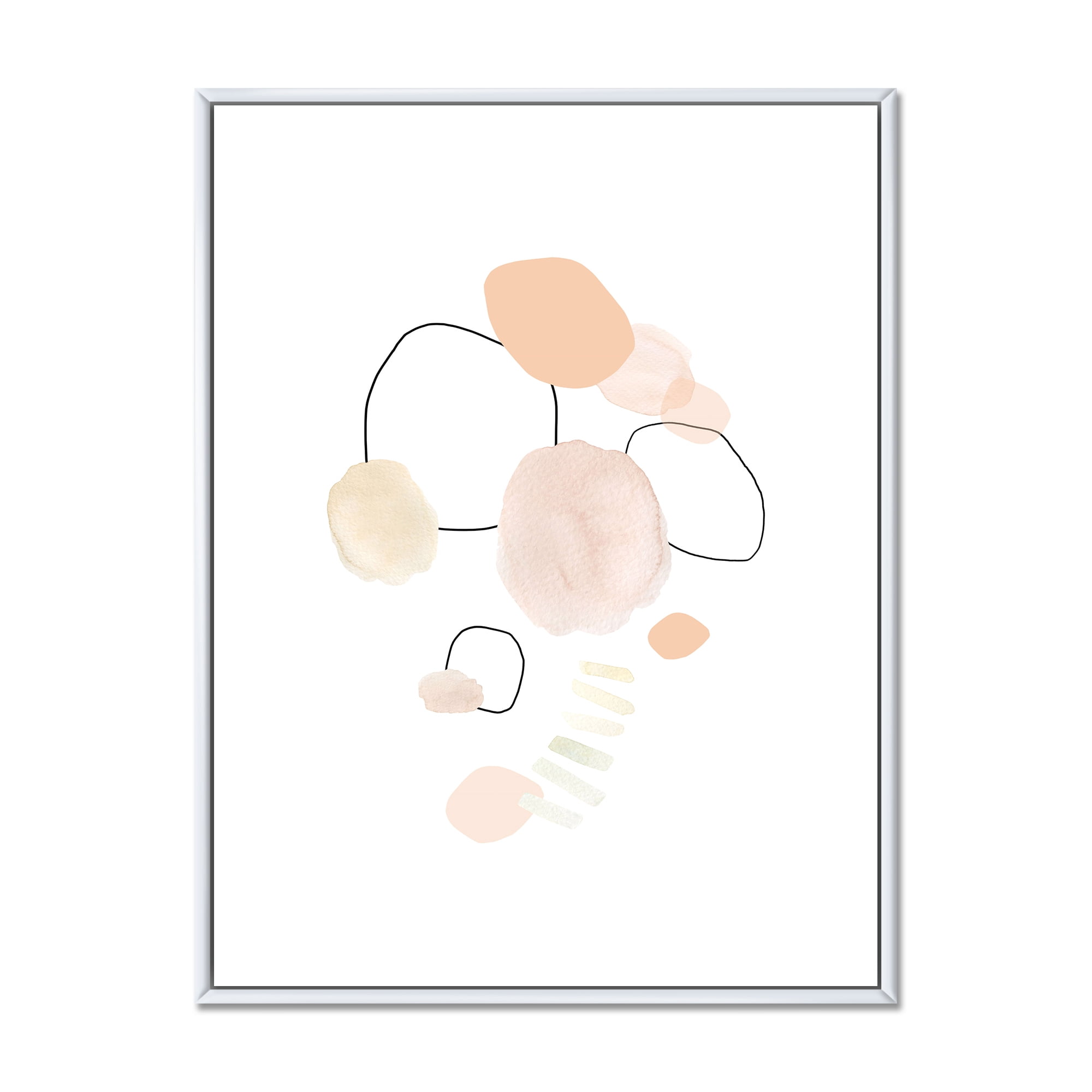 Designart 'Watercolour Stains On White' Shabby Chic Framed Canvas Wall Art Print