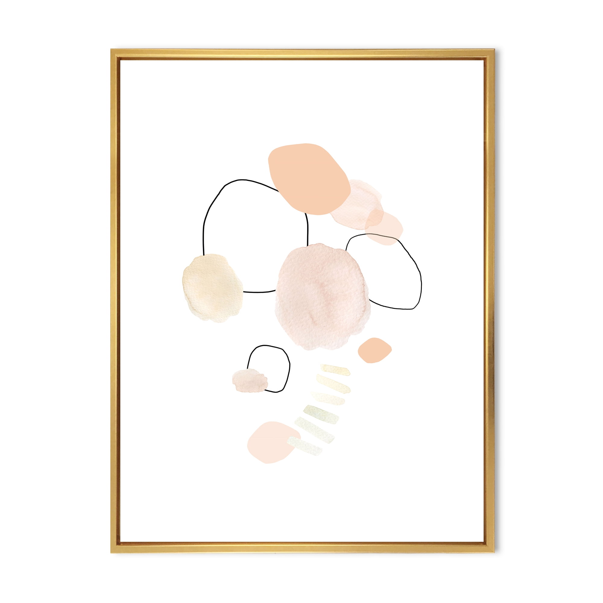 Designart 'Watercolour Stains On White' Shabby Chic Framed Canvas Wall Art Print