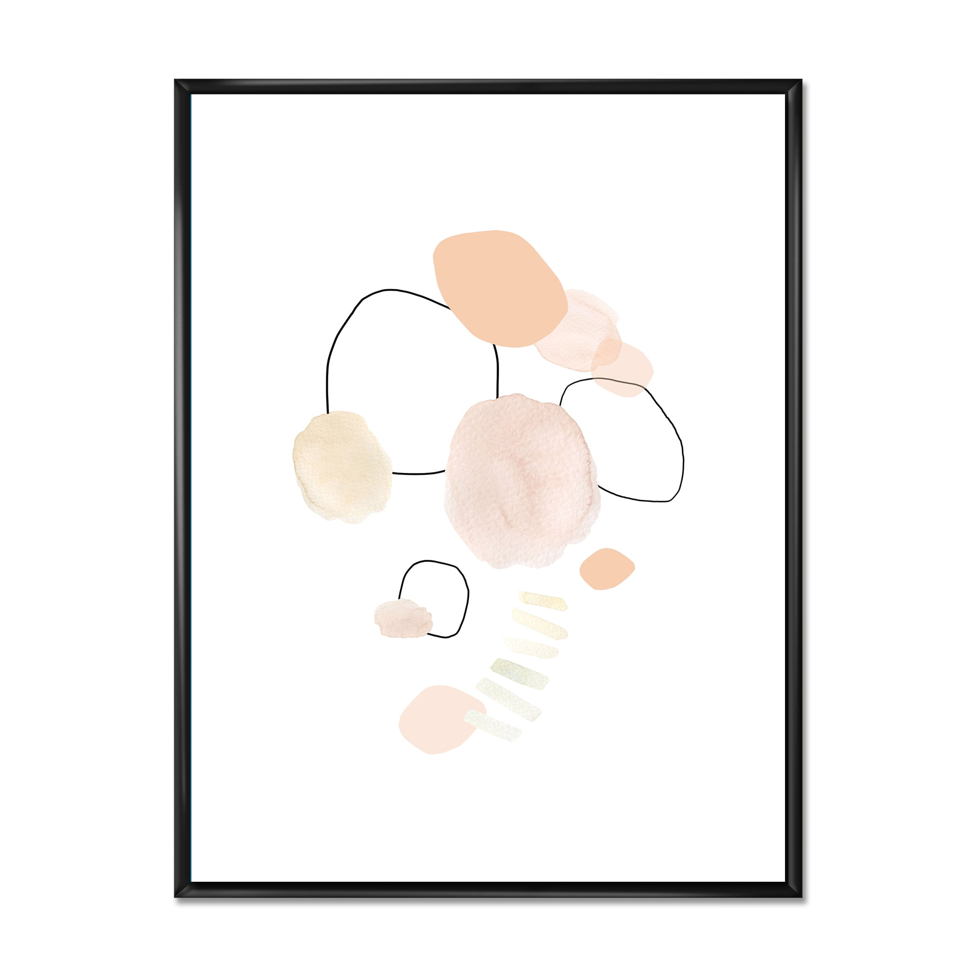 Designart 'Watercolour Stains On White' Shabby Chic Framed Canvas Wall Art Print