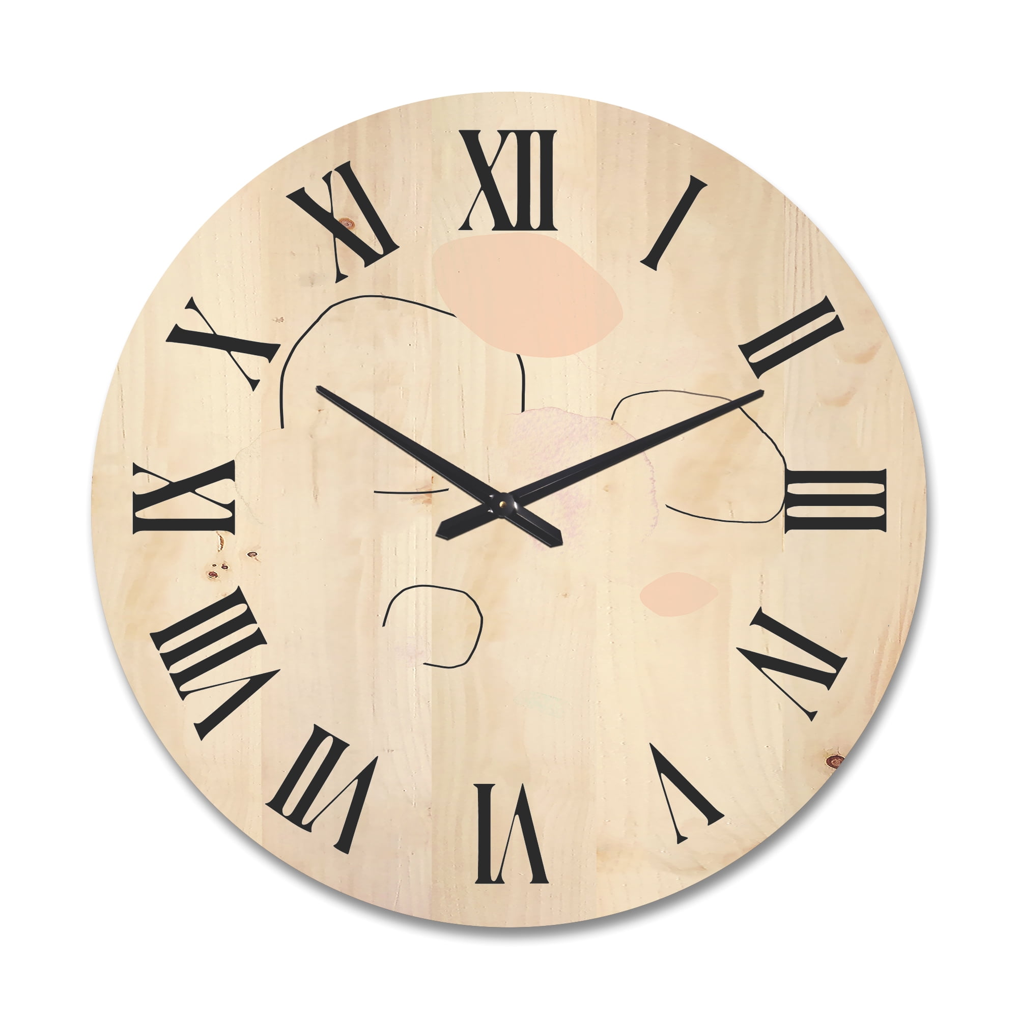 Designart 'Watercolour Stains On White' Shabby Chic Wood Wall Clock
