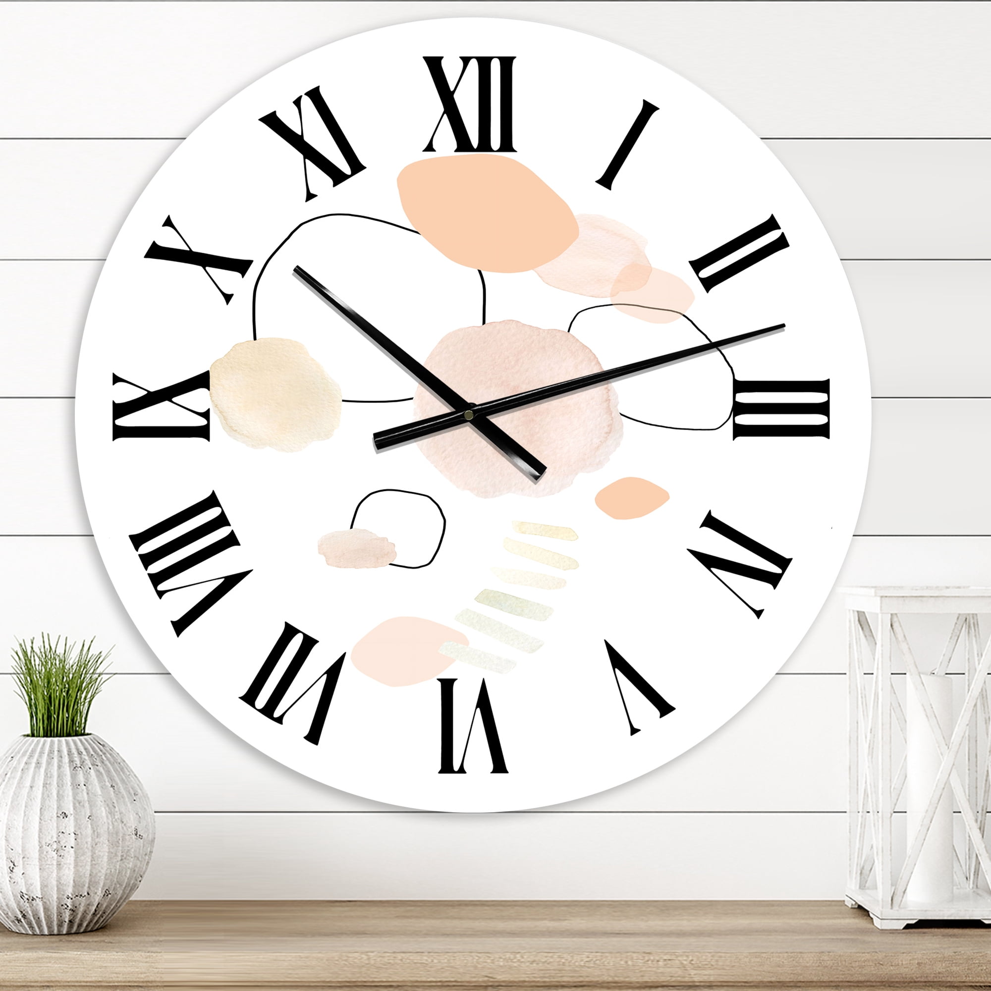 Designart 'Watercolour Stains' Shabby Chic Wall Clock
