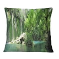 thumbnail image 1 of Designart Waterfall Cascade in Deep Forest - Landscape Printed Throw Pillow - 18x18, 1 of 1