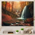 thumbnail image 1 of Designart "Waterfall In Fall Forest II" Landscape Mountains Wall Art For Bathroom, 1 of 5