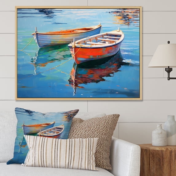 Designart "Waters Boat Harmonic" Transportation Floater Framed Wall Art Print