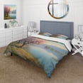 thumbnail image 1 of Designart "Waterside Cherry Blossom Trees II" Tree Floral Bedding Covert Set - Country Pink Landscapes Bed Set With 2 Shams, 1 of 6