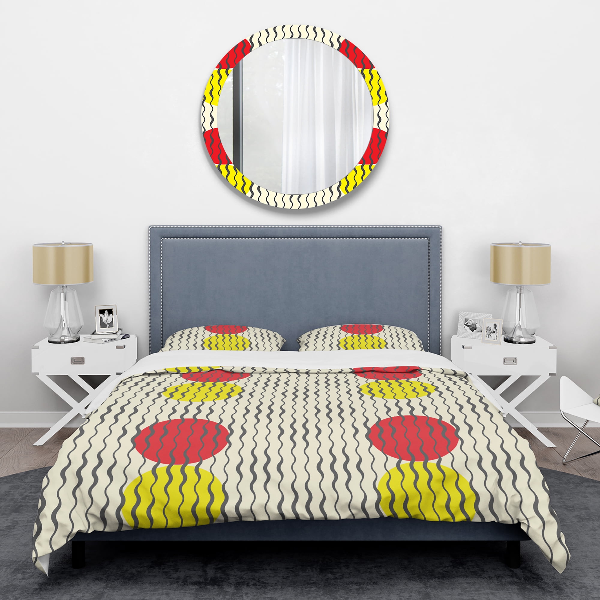 Designart 'Wave Pattern' Mid-Century Modern Duvet Cover Set
