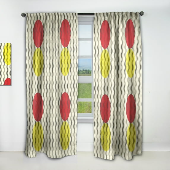 Designart 'Wave Retro Pattern' Mid-Century Modern Curtain Panel