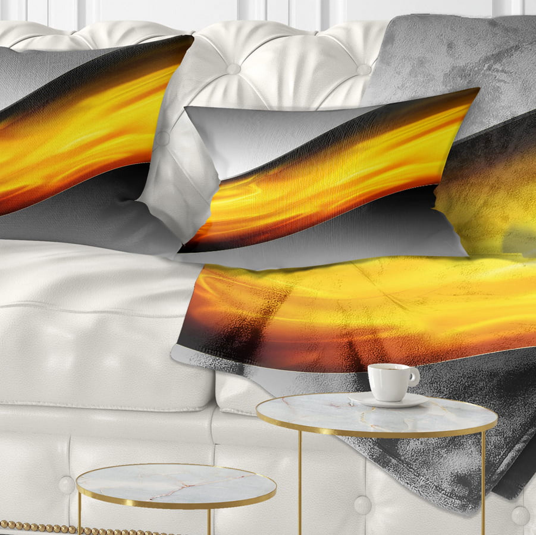 Designart Wave of Golden Lava - Abstract Throw Pillow - 12x20
